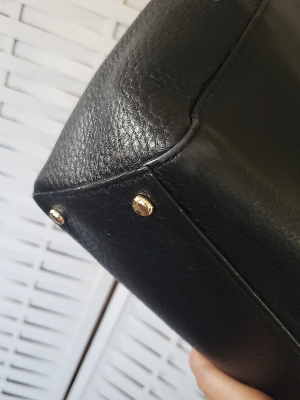 Kate Spade Black Structured Leather Tote Bag with Gold Hardware - Picture 5 of 8